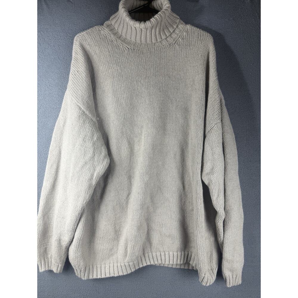 SCAPA beige Knit Oversized Turtleneck Sweater Cotton Alpaca blend size large
